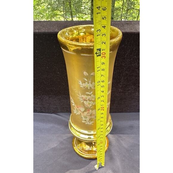 Gold Czech Bohemia Egermann Blown Glass Hand Painted Gold Gilt Vase - Picture 9 of 13